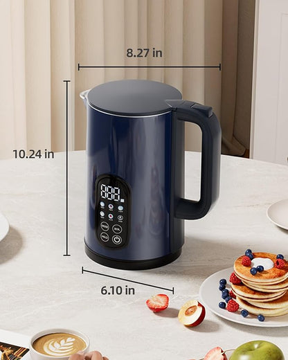 Tisania Electric Kettle with Temperature Control, Cordless Kettle 1.7L for Milk, Tea & Coffee, 5 Presets 2H Keep Warm, 304 Stainless Steel BPA-Free,Blue