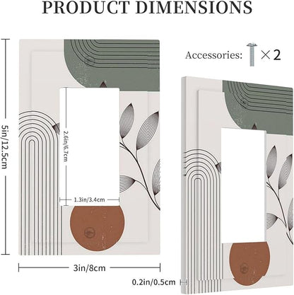 Decorative Outlet Covers Sage Green Boho Nature Art Minimalist Geometric Plant 1 Gang Single Rocker Light Switch Cover Plate Wall Plates GFCI Faceplate for Bedroom living Room Decor