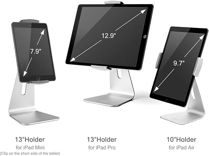 Viozon iPad Pro Stand, Tablet Stands 360° Rotatable Aluminum Alloy Desktop Mount Stand Compatible with 7-13inch iPad Pro iPadAir iPad Mini Surface and Surface Pro (Silver General)