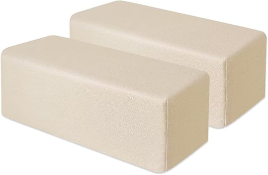 2 Pack Couch Arm Rest Pillow 8''x8''x20'' Faux Leatharie Armrest Cushion, High Density Foam Pillows, Removable & Washable Headboard Elbow Support for Armchair Sofa Bed, Beige