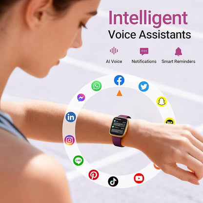 Fitpolo Smart Watch for Women, 1.85" AMOLED Fitness Tracker with Bluetooth Call, Heart Rate/Sleep/SPO₂ Monitor, 100+ Sports Modes, 3ATM Waterproof Smartwatch for Android/iPhone, Includes 2 Bands