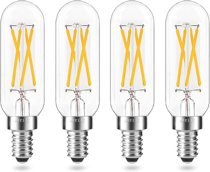 T8 4-Watt E12 LED Light Bulb, Dimmable (0-100%), Soft White 3000K, Clear Tubular Candelabra Light Bulbs 40W Equivalent for Sputnik Chandeliers, Glass Mason Jars, Hanging Pendant Lamp,4-Pack