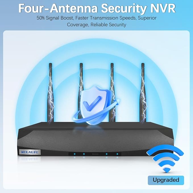 【Flashing LEDs Visual Alert】 Wireless Cameras for Home Security, Wireless Security Camera System, Outdoor WiFi Video Surveillance, NVR Surveillance Camera System