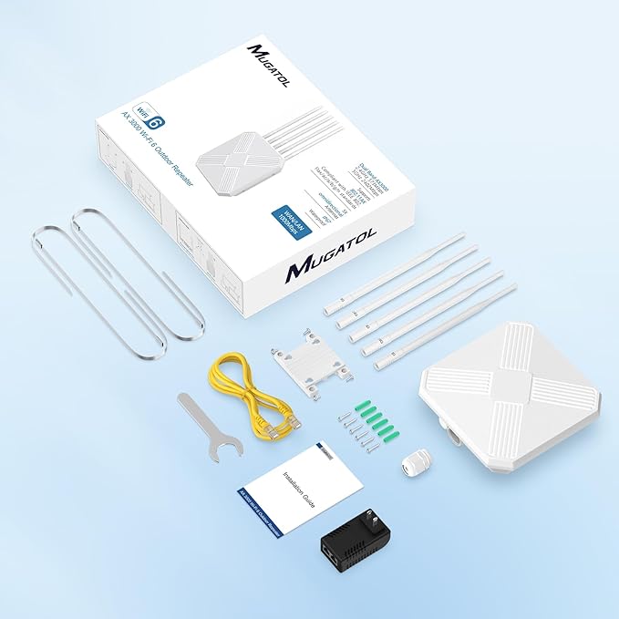 AX3000 Outdoor WiFi 6 Extender - Outdoor Access Point - Long-Range Dual Band WiFi, IP67/PoE/5 Antennas for Events, Commercial Use | Starlink-Compatible