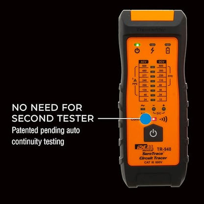 Ideal Electrical SureTrace Plus Circuit Tracer (61-948) 0-600 Volts AC/DC with Built-in Continuity Test and High-Visibility Displays — Find Breakers, Fuses, Wires, Dead Shorts, and Splice Errors