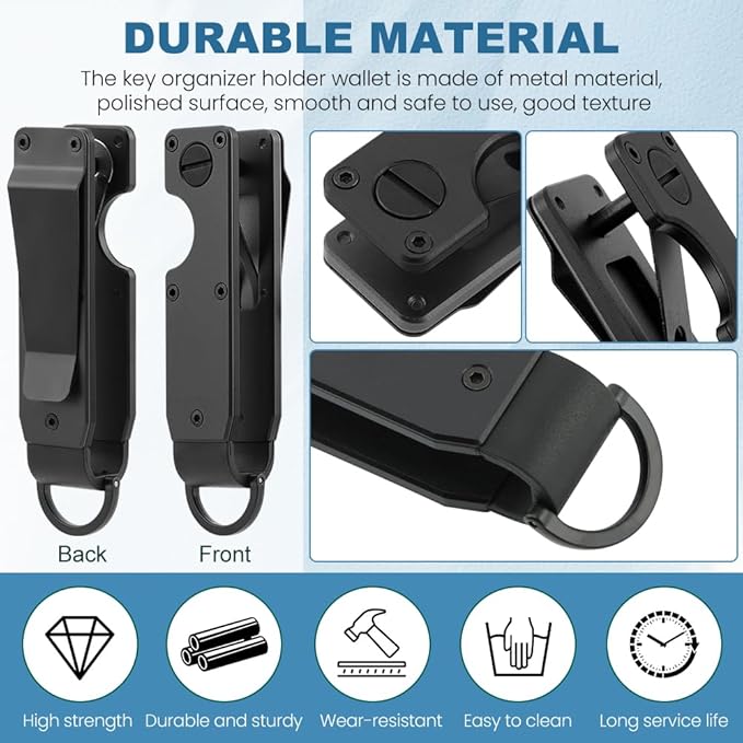 Key Organizer With Key-Handle,Compact Met-allic Key Holder,Met-allic Key-Organizer,Smart Keychain Secures 1-5 Keys