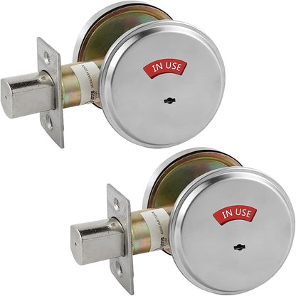 in-Use/Vacant Commercial Deadbolt, Heavy Duty Satin Chrome Grade 2 Privacy Indicator Deadbolt for Bathroom/Office, UL3 Hour Fire Rated, Left&Right Handed, 2 3/4" Backset, 2 Packs