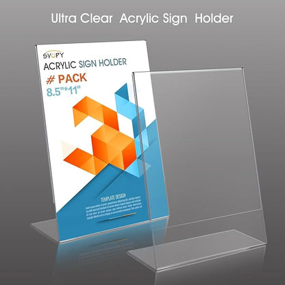 Acrylic Sign Stand Holders - 8.5 x 11 Inches Clear Plastic Table Paper Display Stand, Suit for Displaying Posters, Picture, Flyers, Menu - 18 Pack