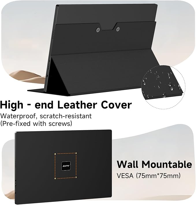 qaf 15.6 Inch Portable Monitor for Laptop, FHD 1080P USB-C HDMI Computer Monitor 100% sRGB HDR IPS Display, Ultra-Thin Travel Second Screen Compatible with Laptop Mac PC Phone PS5 Xbox, Black