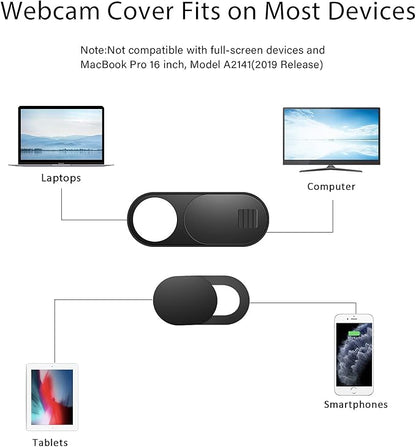 Laptop Camera Cover, 0.027 Inch Ultra Thin Camera Cover, Webcam Privacy Cover Fits on Computer, Laptop, MacBook, PC, Cell Phone, iPhone, iPad, iMac, Tablet, Black Web Cam Cover Sliders (9 Pack)