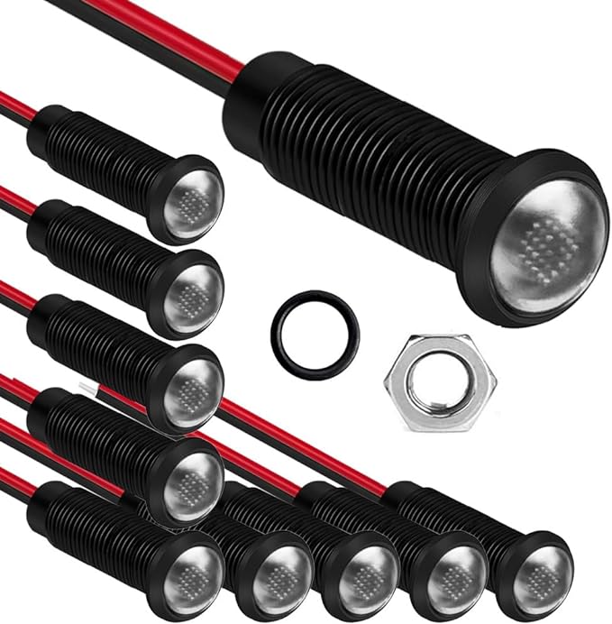 10pcs LED Plastic Indicator Pilot Light 110VAC Mounting Hole Size 6mm(White)