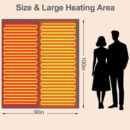 Heated Blanket Electric Blanket Queen 84"x90" Dual Control Flannel Heating Blanket with 12 Heat Levels 12H Timer Auto Shut-Off Overheat Protection Soft & Cozy Machine Washable (Queen (84"x90"))