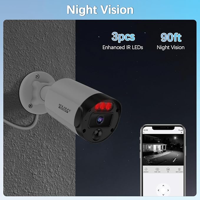 【2-Way Audio & 130° Ultra Wide-Angle】 4K 8MP Outdoor Wired Security Camera System, Wired Home Security Camera System, Home Surveillance DVR Kits