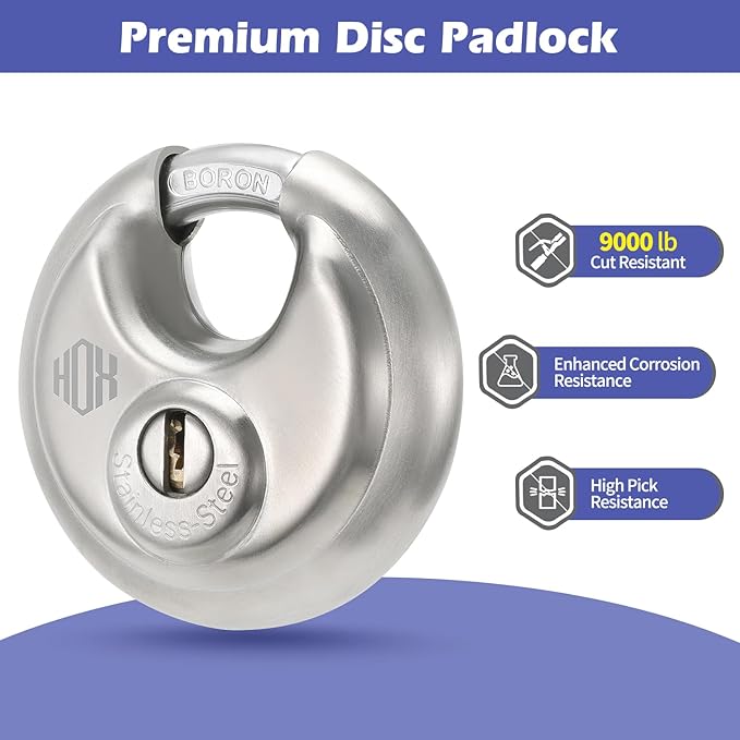 Heavy Duty Padlock with Key – 70mm Stainless Steel Commercial Discus Keyed Lock, High Security, 8 Pack