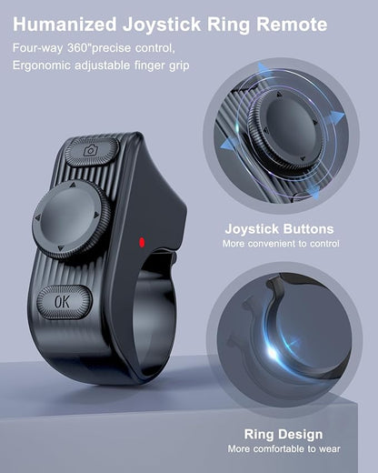 TikTok Scrolling Ring Remote Control, Camera Shutter Remote, Wireless Bluetooth Scrolling Ring for iPhone, iPad, iOS, Android - Graphite Black