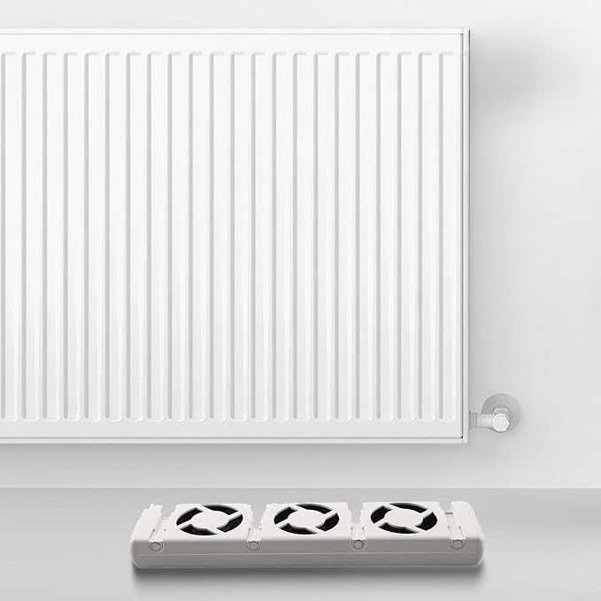 Smart Radiator Fan Heater with 3 Quiet Cooling Fans, Automatic Thermostat Control, Energy-Efficient Warm Air Circulation, Compatible with 50-120cm Radiators, Temperature Display(MXRV-01)