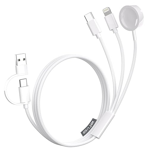Travel Essentials,3 in 2 USB C Cable for Apple Watch Charger ，Multi Charging Cable Cord,Vacation Camping RV Essentials,Portable Designed for iWatch Series 11-2/Ultra/SE &iPhone 17-12-4FT
