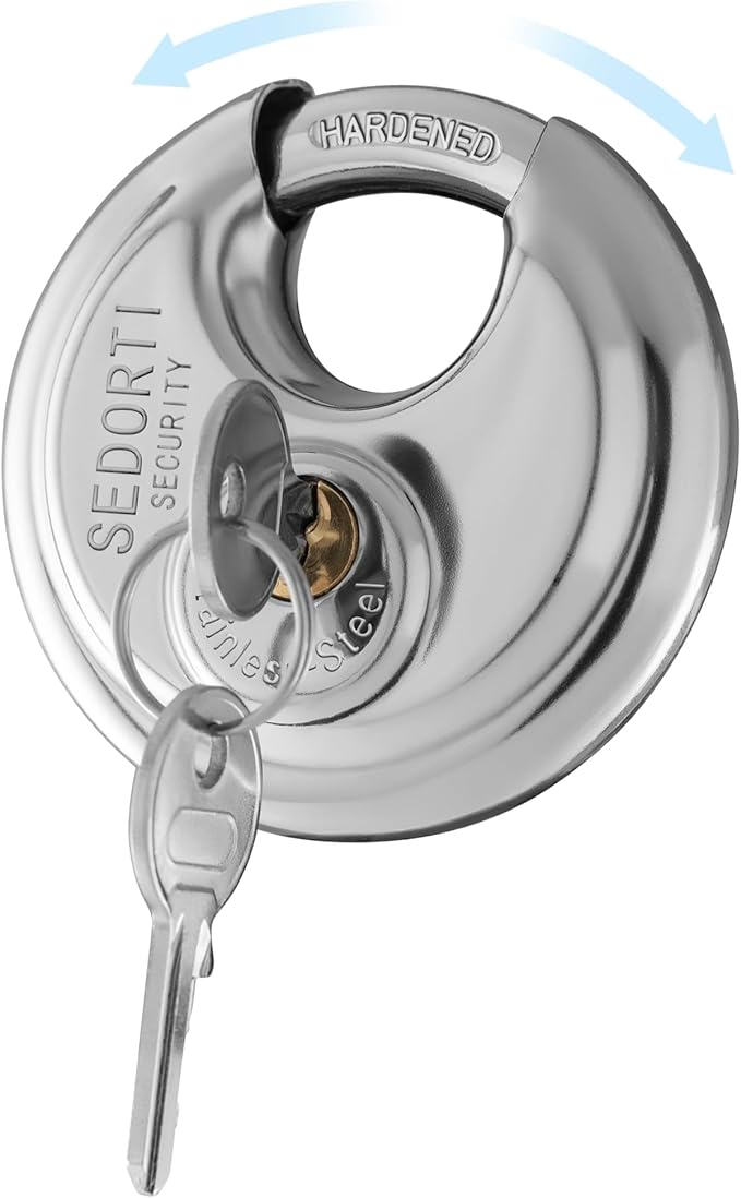 5-Pack Discus Padlocks Keyed Alike, 2-3/4 inch Wide, Stainless Steel 304 Round Lock, Waterproof and Rustproof Storage Lock with Brass Keys, Ideal for Storage Unit Gate, Outdoor, Shed, Fence