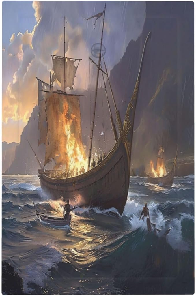 Light Switch Cover Plate Medieval Vintage Sailing Adventure Sailings Ocean Waves 1 Gang No Device Blank Wall Plate Electrical Outlet Cover Decorative Switch Plate Covers for Bedroom Cabin Decor