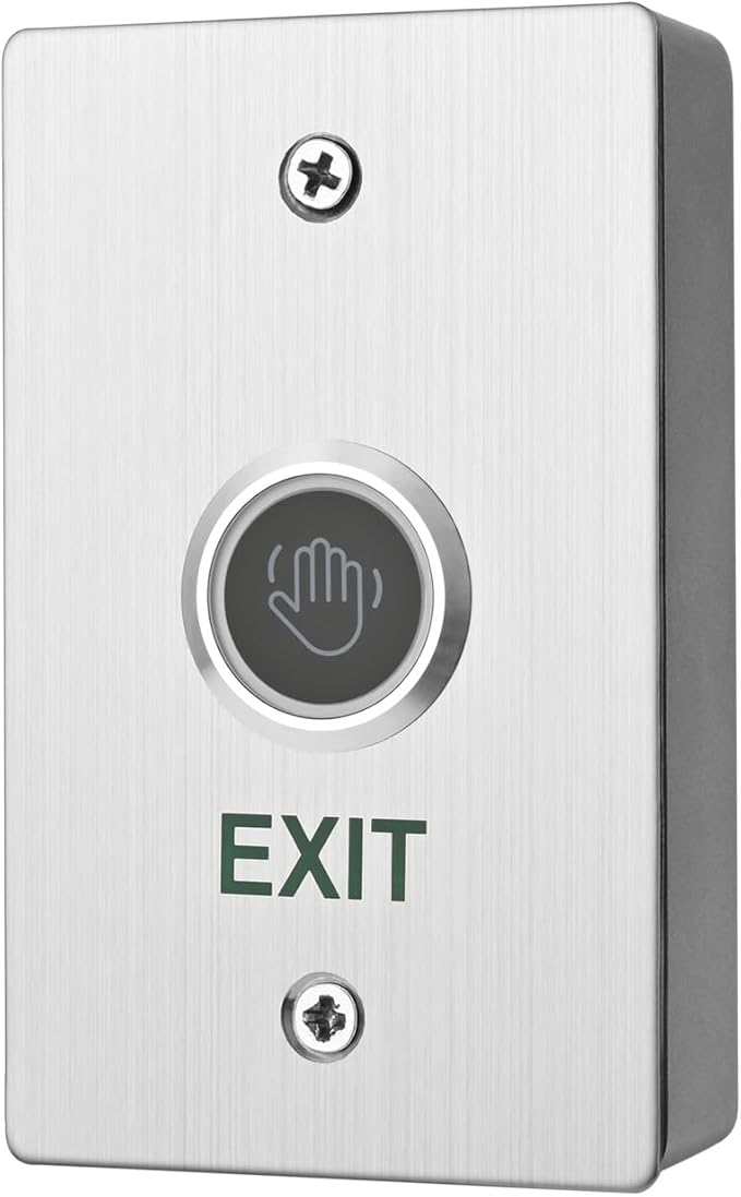Infrared Sensor Exit Button with Back Box IR Touchless Door Release 304 Stainless Steel IP67 Waterproof with LED Indicator for Access Control Systems