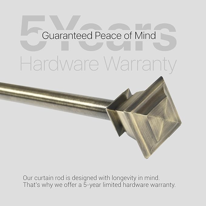Deco Window Adjustable Curtain Rod for Windows 44 to 120 Inch (Pack of 1) Extendable Heavy Duty 1 Inch Iron Drapery Pole with Finials Wall Mounted French Door Curtain Rods (Brass)