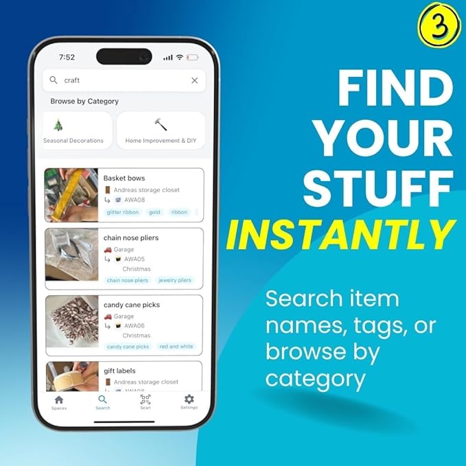 Smart QR Code Labels – AI Auto-Labeling, No Typing! Storage Bins & Moving Containers – iOS & Android App – 10 Stickers (3" x 5") (Orange)