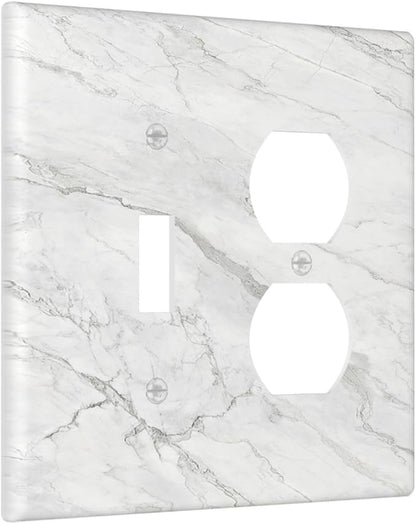 Wallplates Marble Granite White And Grey 1 Toggle 1 Duplex Switch Plate Electrical GFCI Faceplate Decorative Light Switch Covers for Home Bedroom Decor