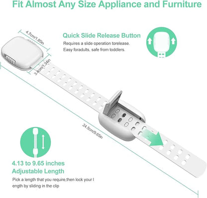 6 Pack Baby Proofing Cabinet Locks, Child Safety Locks with Adjustable Strap Latches for Cabinets and Drawers,Door,Dishwasher,Fridge,Toilet Seat,Cupboard,Trash Can,Washer (White)