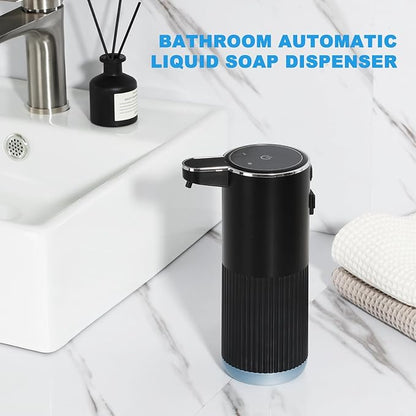 Automatic Soap Dispenser, 2 Pack Black and White Touchless Liquid Soap Dispensers for Bathroom, 13.5 Fl Oz Plastic Electric Auto Dish Soap Dispenser Wall Mount for Kithcen