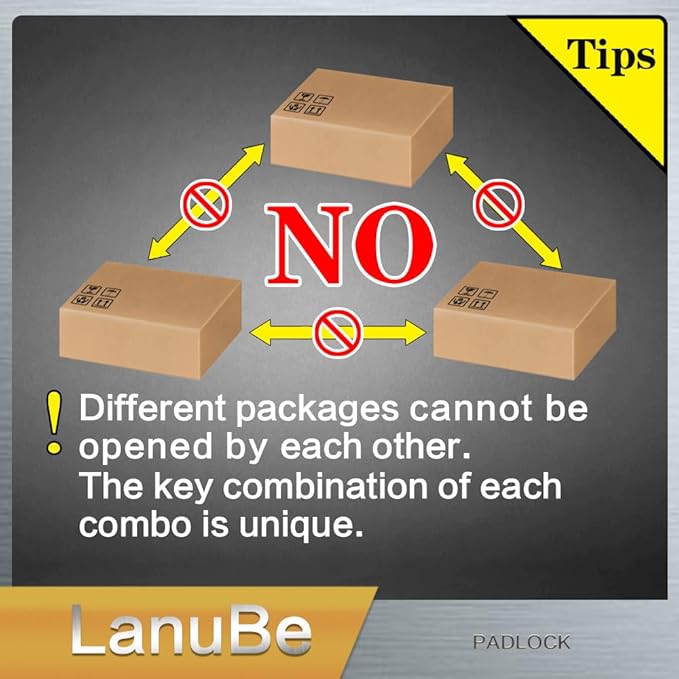 LanuBe Lock Laminated keyed Padlock (1-9/16", 40mm), keyed Alike Locks, Normal Shackle,Marked Black Plastic Hoop, Pack of 12…