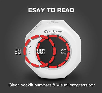 Pomodoro Timer, Flip Cube with 7 presets Countdown, Count up, Rechargeable Small Portable Visual Focus Stopwatch for ADHD, Kids, Classroom, Kitchen, Work, Study, Productivity (Floral White)