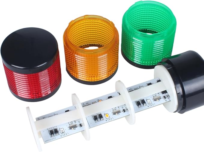 Led Signal Tower Stack Lights, Industrial Signal Warning Lights, Column Tower Lamp with Rotatable Base, Steady/Flashing Switchable,12V 24V DC(3-Layer, no Buzzer) Black
