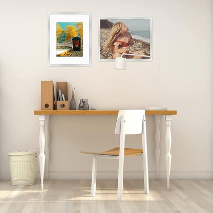 Golden State Art, 16x20 Picture Frame with Mat for 11x14 - High Definition Glass Wall Mounting Horizontal Vertical Display (Silver, 2 Pack)