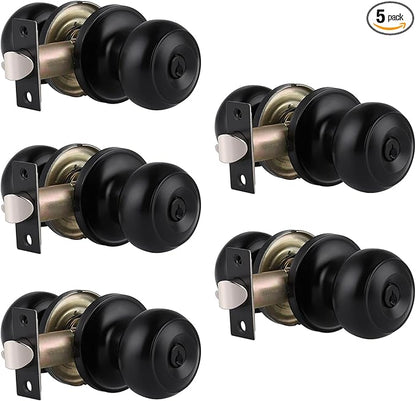 Gobrico Keyed-Alike Exterior Door Knobs Flat Ball Door Locksets with Same Key, 5Pack