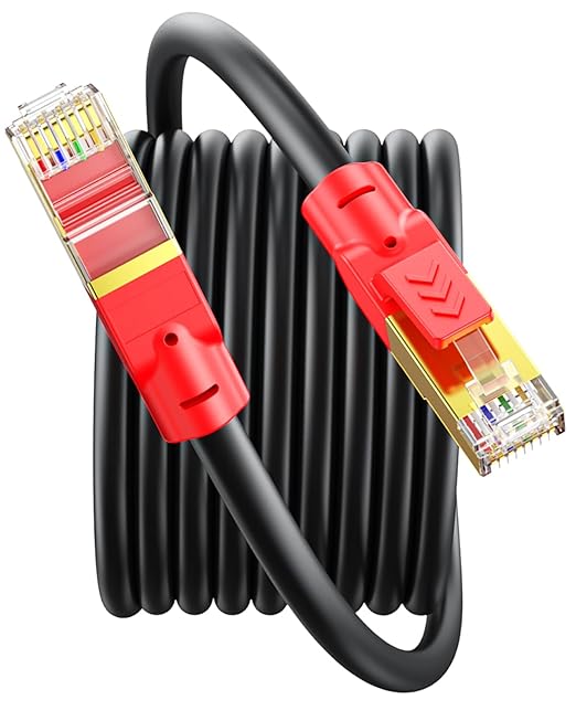 SNANSHI Ethernet Cable 40 ft, Round CAT 8 LAN Network Cable RJ45 Patch Cord SFTP Gigabit 10/100/1000Mbit/s with Gold Plated Lead for POE/Switch/Router/Modem/Printer