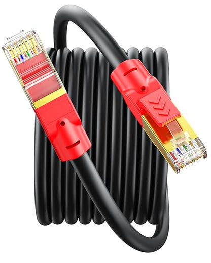 SNANSHI Ethernet Cable 40 ft, Round CAT 8 LAN Network Cable RJ45 Patch Cord SFTP Gigabit 10/100/1000Mbit/s with Gold Plated Lead for POE/Switch/Router/Modem/Printer