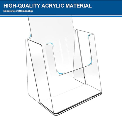 Brochure Holder 4x9 Inch Acrylic Literature Holders Clear Plastic Flyer Display Stand Countertop Use Pamphlet Holder Multi Purpose Organizer for Office, Lobby, Hotels, Trade Shows, 2 Pack