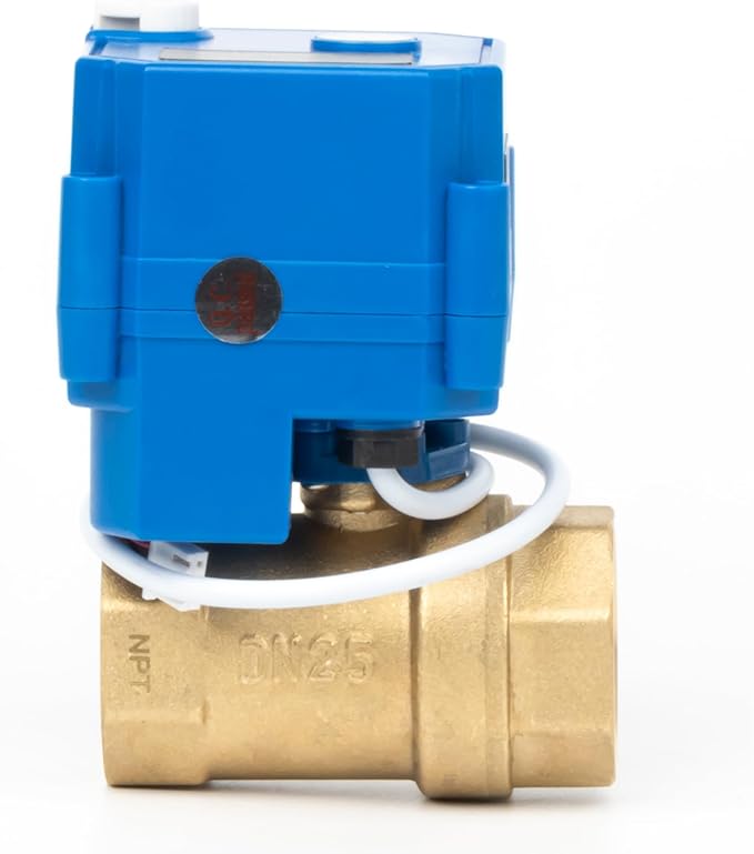 U.S. Solid Motorized Ball Valve with Manual Function - 1" Brass, Standard Port, 85-265V AC, 2-wire Automatic Return, Normally Closed