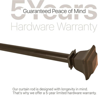 Deco Window Adjustable Curtain Rod for Windows 44 to 120 Inch (Pack of 1) Extendable Heavy Duty 1 Inch Iron Drapery Pole with Finials Wall Mounted French Door Curtain Rods (Bronze)