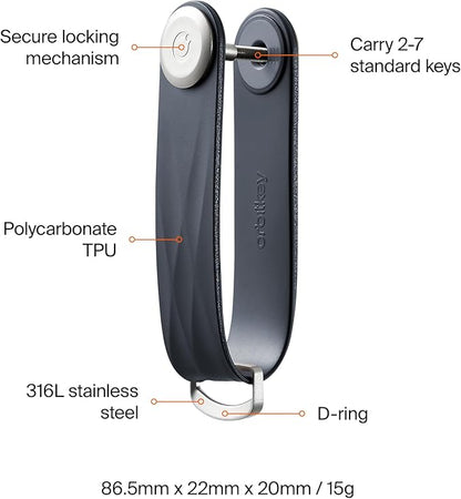 Orbitkey New Active Key Organizer Lite w/updated D-Ring | Weather Resistant, Stainless Steel Locking Mechanism