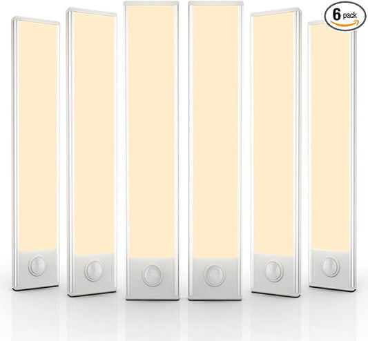 6 Pack Under Cabinet Lighting Wireless, 40 LED Rechargeable Battery Motion Sensor Light Indoor, Stick On Magnetic Closet Lights, Under Counter Lights for Kitchen, Stairs, Warm 10 in