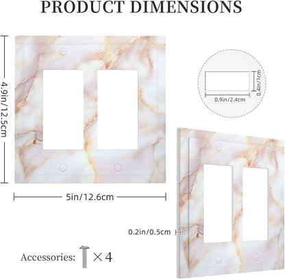 Decorative Outlet Covers Pink Jade Marble Granite 2 Gang Double Gfci Rocker Electrical Wall Panels Light Switch Cover Plate For Bathroom Kitchen Decor