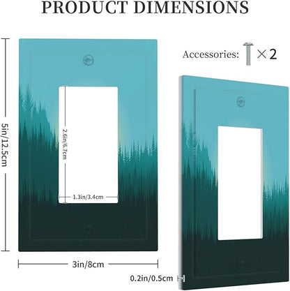 Green Forests And Birds Sun Woodland Decorative Outlet Covers 1 Gang Single Rocker Light Switch Cover Plate Wall Plates GFCI Faceplate for Bedroom Bathroom Decor
