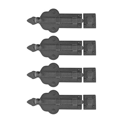 Renovators Supply Manufacturing Slide Bolt Latch 3 3/4 in. Black Wrought Iron Ball Tip Style Slide Bolt with Mounting Hardware Pack of 4