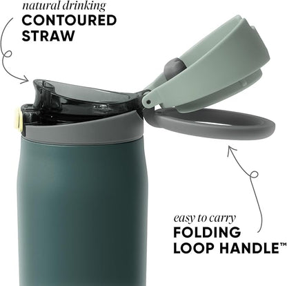 Simple Modern Mesa Loop Water Bottle with Covered Straw and Handle | 30oz Cup Holder Friendly Insulated Stainless Steel Bottles for Travel, Sports and School | Steel Harbor