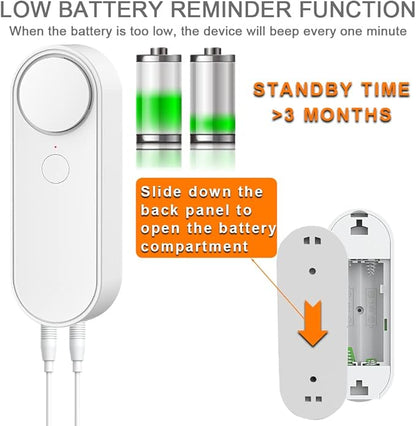 WiFi Water Leakage Detector with Dual Probe, Smart Water Sensor Alarm, Detached 16.4FT Dual Detection Line, Left and Right Dual Alarms, Remote App Monitoring, Dual Alerts, AAA Battery Powered(Include)