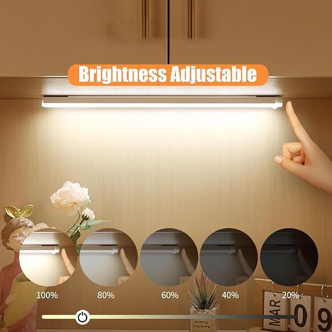 Punch-Free Smart Sensor Magnetic Rechargeable LED Lights, Motion Sensor Light Indoor for Stairs, Wardrobe, Cabinet (4PCS Warm Light,30cm/11.81in)
