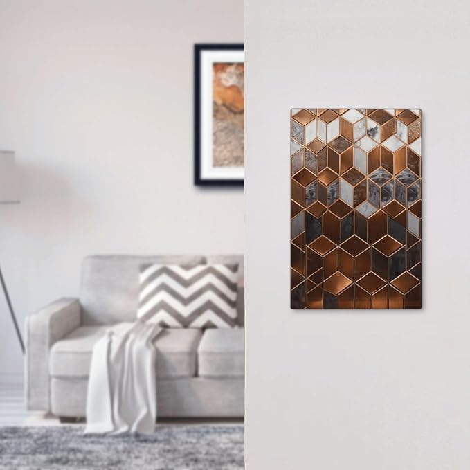 Brown Abstract Luxury Modern Geometric Cubic Marble No Device Single Blank Decorative Light Switch Covers Electrical Faceplate Switch Plates for Bathroom Kitchen Home