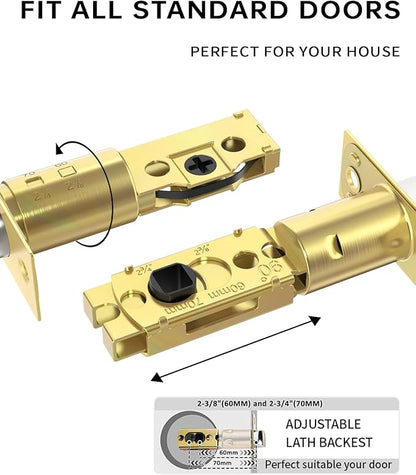Asidrama Premium Gold Zinc-Alloy Front Door Lock Set: Double Cylinder Deadbolt, Heavy Duty Security Handleset for Left/Right Exterior Doors, Universal Entry Locks (4 Pack)