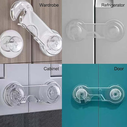 Cabinet Door Locks for Baby Proof and Child Safety, Fridge Locks for Kids,Cabinet Locks with Adhesive for Drawer Cupboards Fridge Oven Closet and Pantry, Childproof Door Latch (Transparent, 10 PCS)